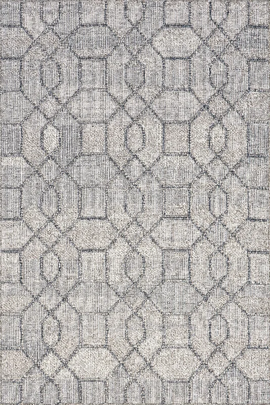 Aleah Honeycomb Indoor/Outdoor Rug | Light Grey