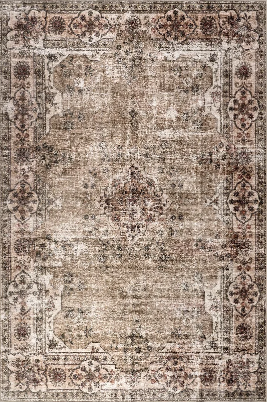 Audrina Persian Spill Proof Washable Rug | Beige