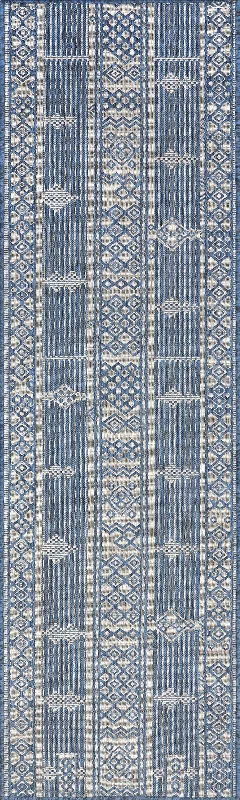 Banded Indoor/Outdoor Flatweave Rug | Blue