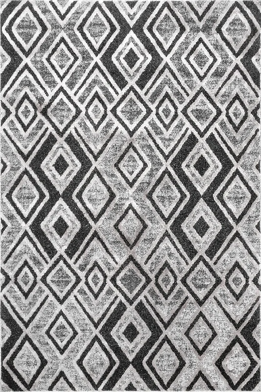 Bold Diamond Lattice Rug | Grey