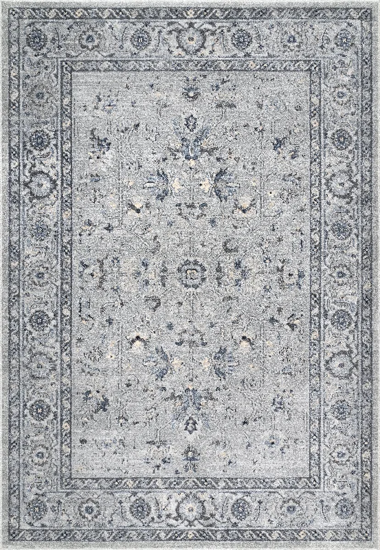 Bordered Floral Rug | Grey