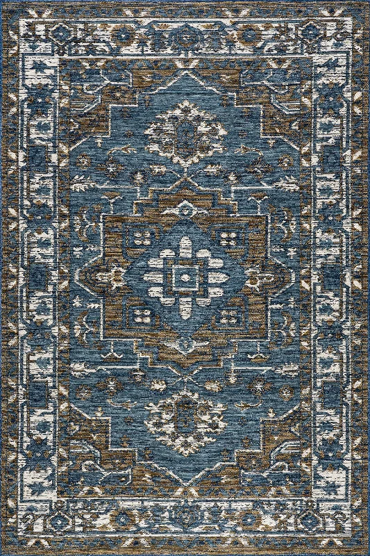 Brynlee Medallion Reversible Indoor/Outdoor Rug | Cream & Blue