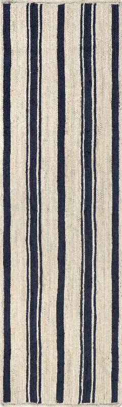 Calathea Striped Jute Rug | Navy