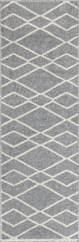 Denise Diamond Lattice Rug | Grey