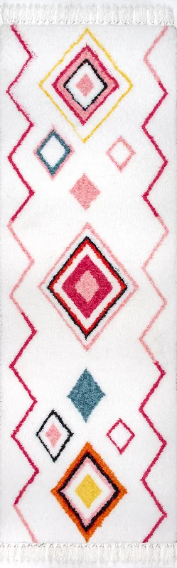 Diamond Shaggy Rug | Pink Multicolor