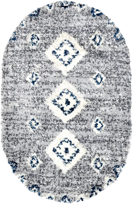 Diamond Totem Shag With Tassels Rug | Grey