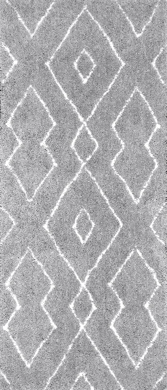 Double Diamond Lattice Shag Rug | Grey