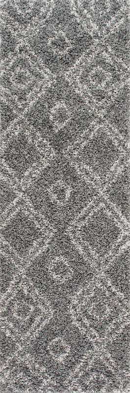 Double Diamond Shag Rug | Dark Grey