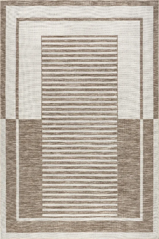 Elina Two-Toned Striped Indoor/Outdoor Rug | Beige