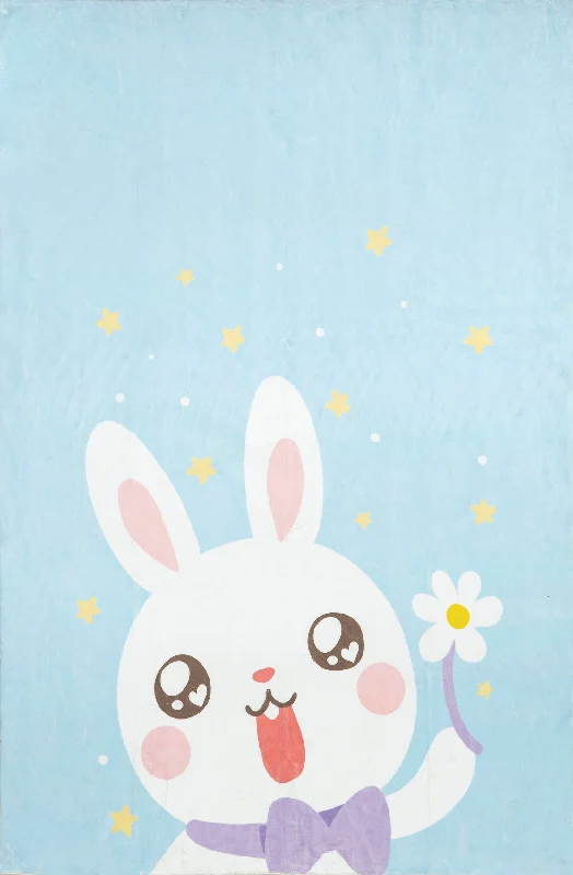 Enya Kids Washable Rabbit Rug | Blue