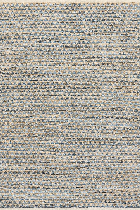 Geometric Rag Handwoven Jute Rug | Blue