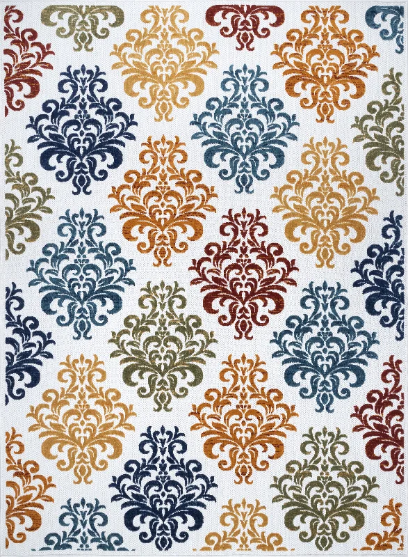 Hayden Damask Indoor/Outdoor Rug | Multicolor