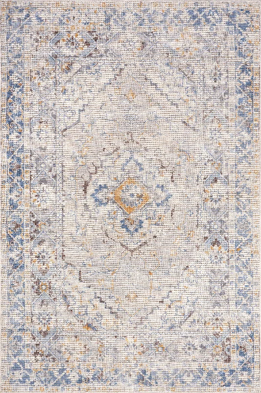 Kyria Medallion Washable Rug | Light Grey