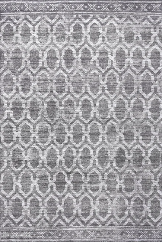 Megan Trellis Washable Indoor/Outdoor Rug | Grey