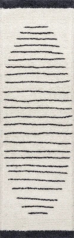 Mona Pinstriped Sunset Wool Washable Rug | Ivory