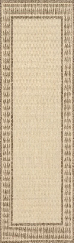 Monochrome Bordered Indoor/Outdoor Rug | Beige