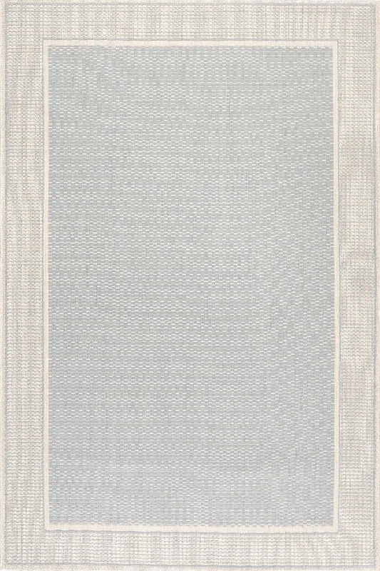 Monochrome Bordered Indoor/Outdoor Rug | Slate Blue