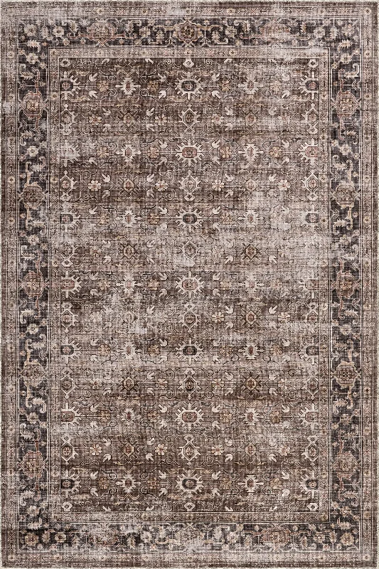 Myrtle Spill Proof Washable Vintage Rug | Brown