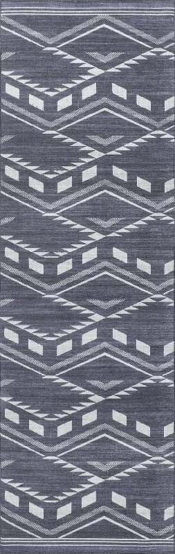 Natalia Chevrons Washable Indoor/Outdoor Rug | Blue