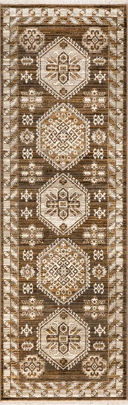 Nettle Leaf Fringed Rug | Brown