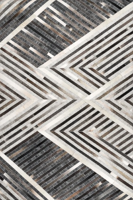 Palmer Leather Chevron Rug | Grey