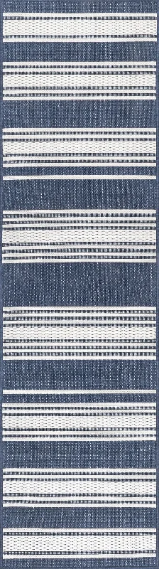 Romy Striped Indoor/Outdoor Rug | Navy