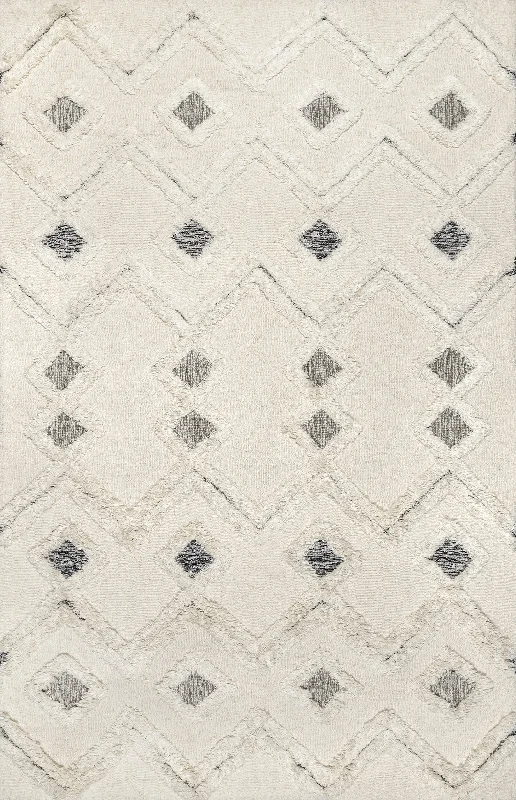 Shaggy Diamond Droplets Rug | Ivory