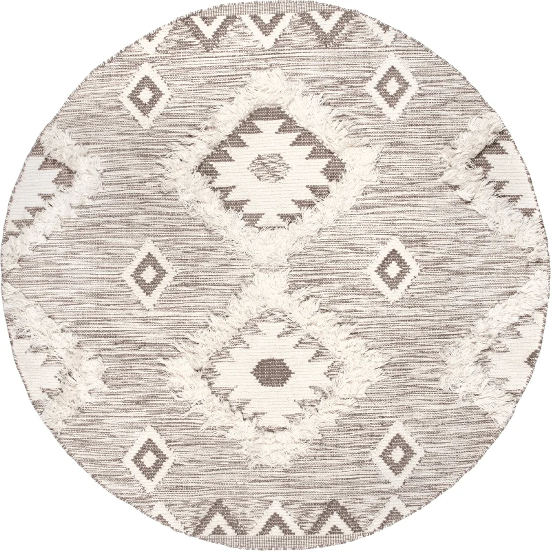 Shaggy Moroccan Lattice Fringe Rug | Beige