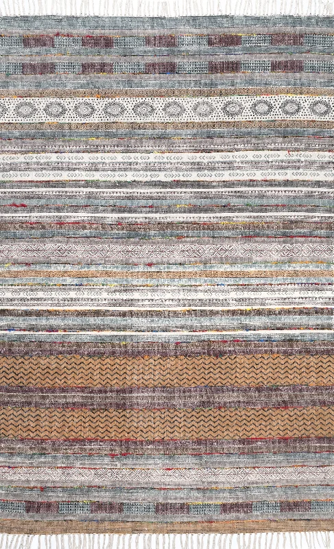 Striped Tasseled Rug | Multicolor