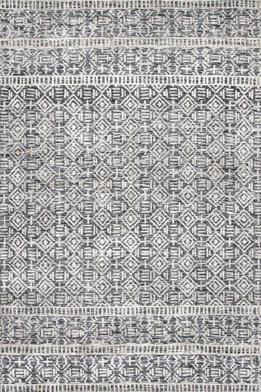 Textured Tribal Trellis Rug | Dark Grey