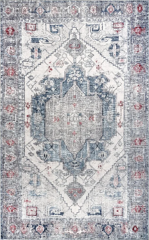 Timeworn Medallion Printed Rug | Blue