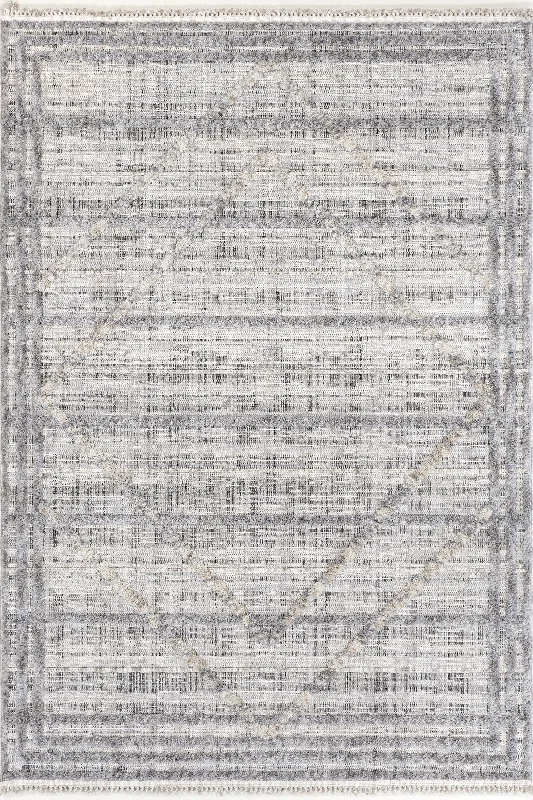 Tyra Textured Striped Rug | Light Grey