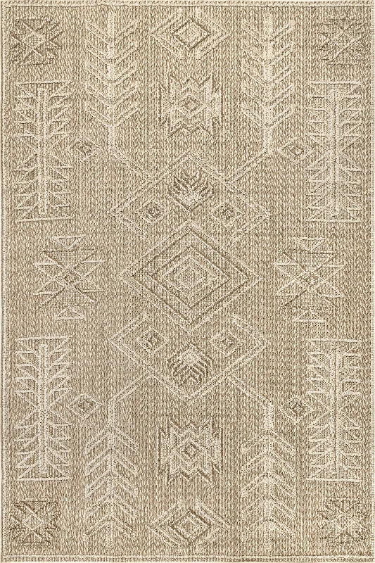 Yara Textured Symbolic Rug | Beige