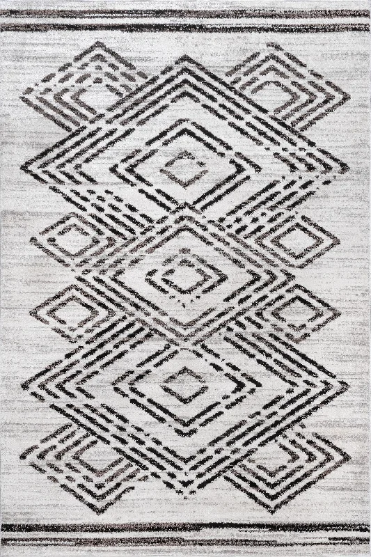 Zoe Diamond Geometric Rug | Beige