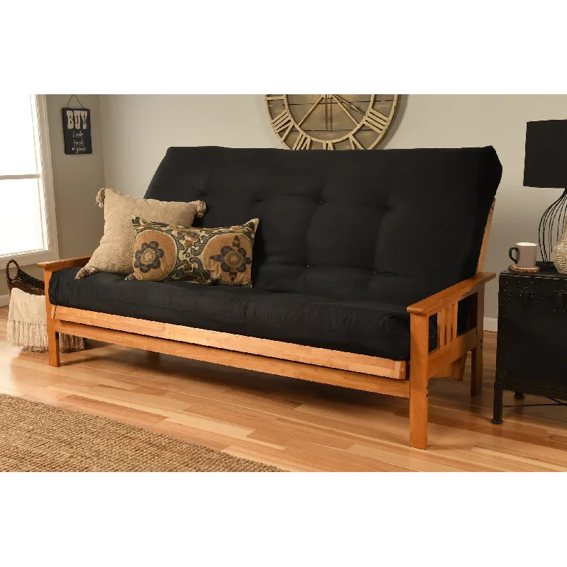 Butternut Finish Hardwood Queen-size Futon Set with Suede Mattress