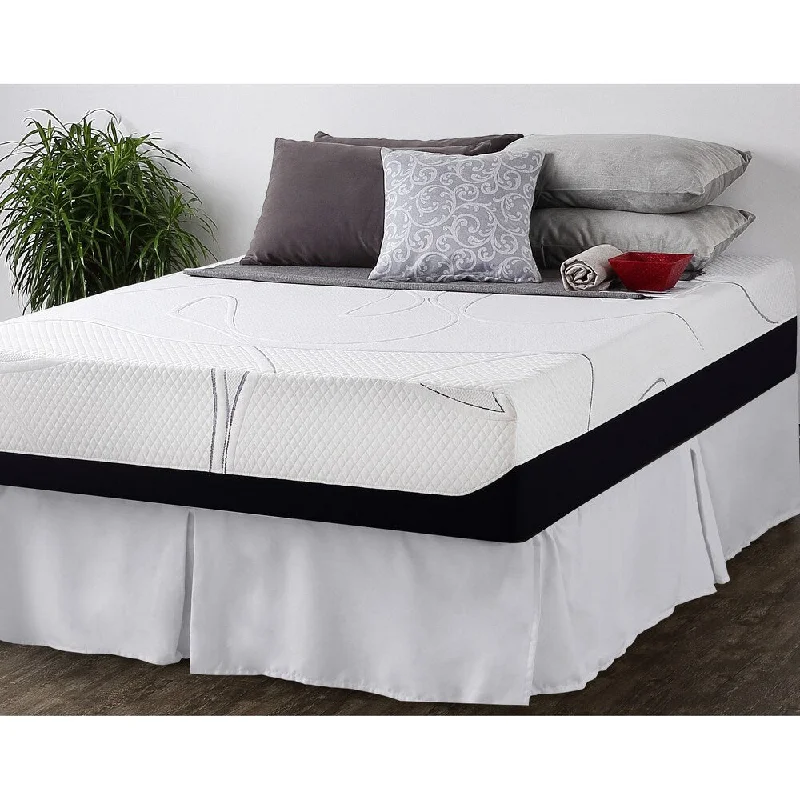 Priage by Zinus 12 inch King-size Gel Memory Foam Mattress and SmartBase Foundation Set - WHITE