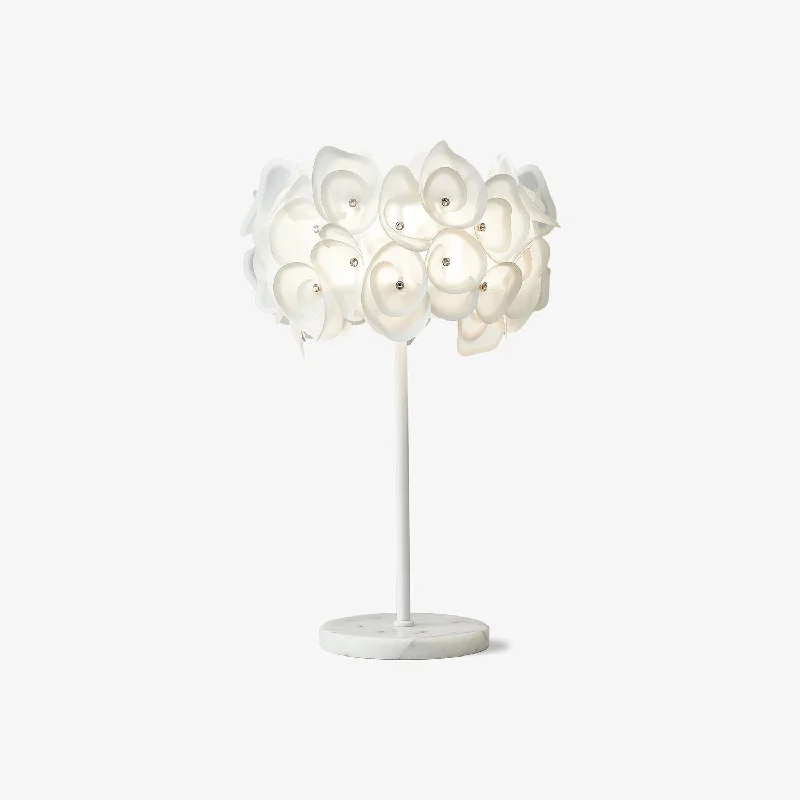 White Hydrangea Table Lamp