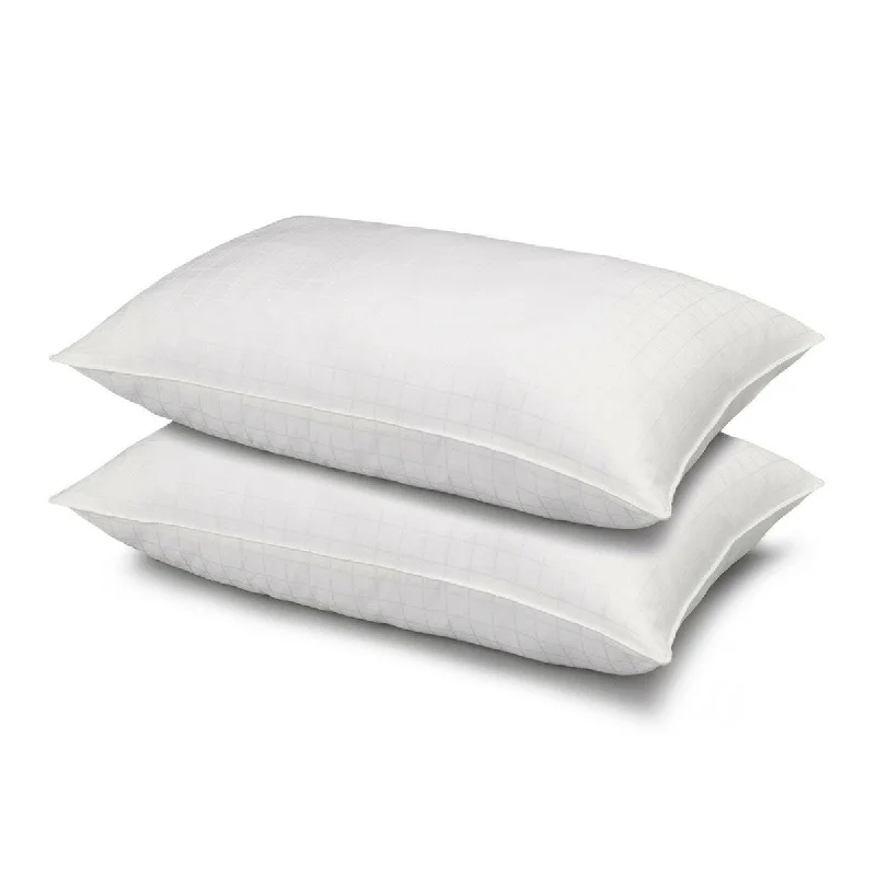 100% Cotton Dobby-Box Shell Firm Back/Side Sleeper Down Alternative Pillow, Set of 2 - Standard - White