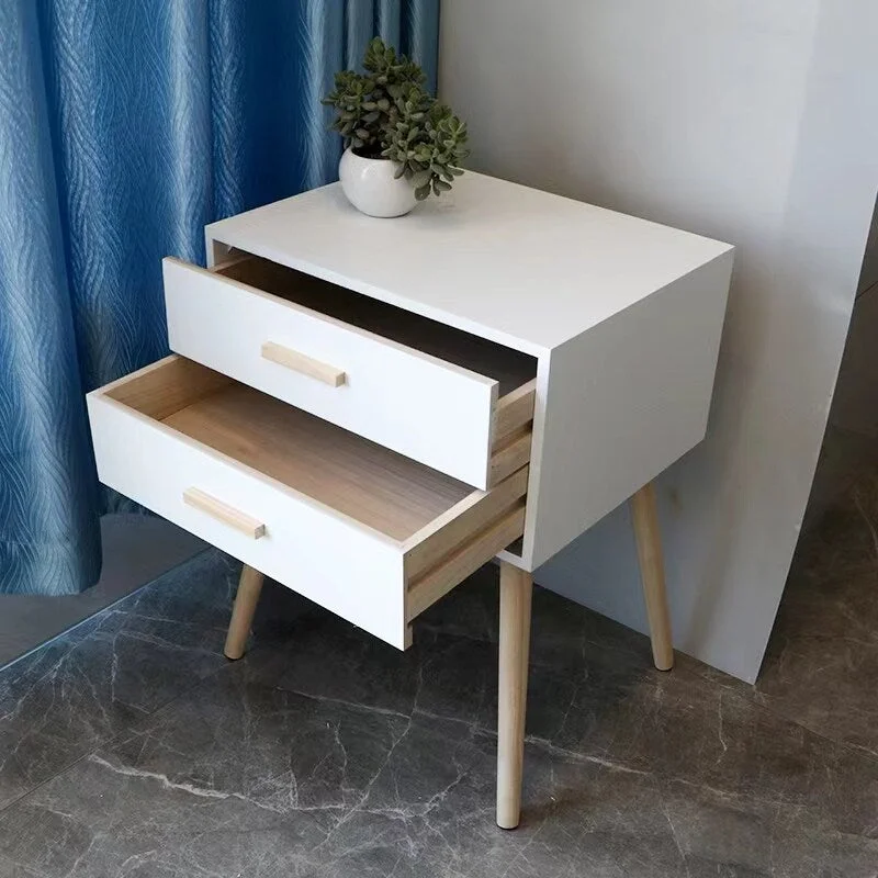 2 Drawers Nightstand End Table Versatile Side Table Storage Sofa Side Table Accent Table for Living Room Bedroom