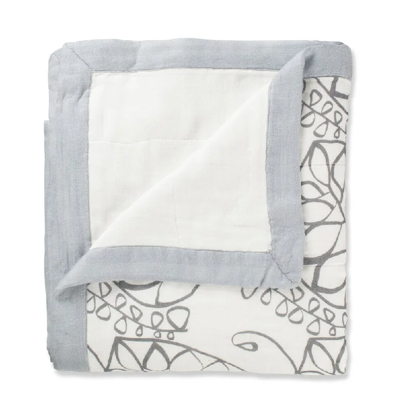 aden + anais Moonlight Leafy and Solid Grey Dream Blanket