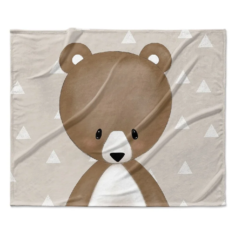 BEAR TRIANGLE NEUTRAL Ultra Soft Baby Blanket By Kavka Designs - 40X30