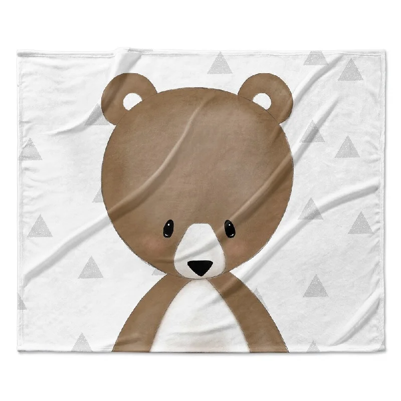 BEAR TRIANGLE WHITE Ultra Soft Baby Blanket By Kavka Designs - 40X30