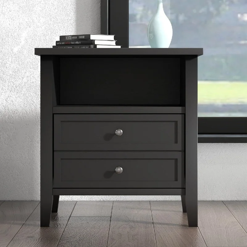 Bedroom Nightstand with Drawer and Open Storage Shelf