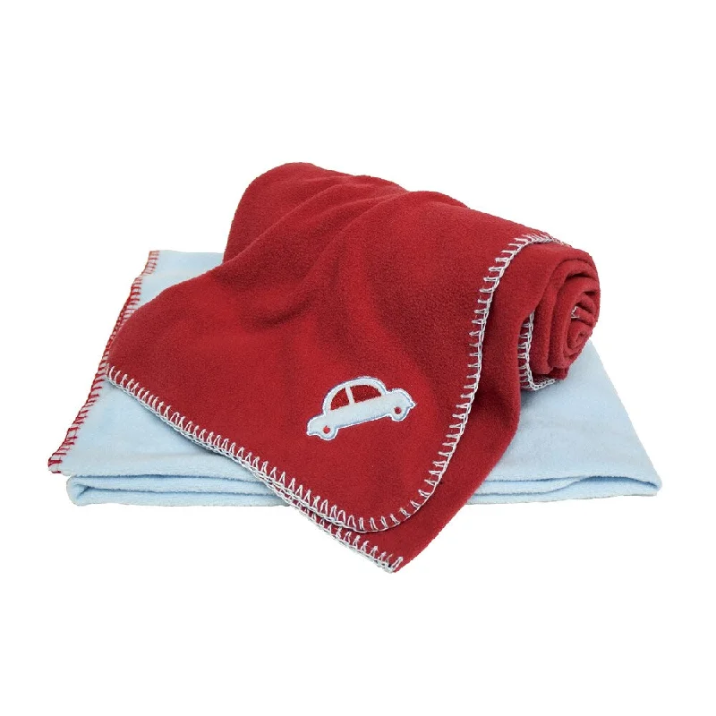 Belle Fleece Solid Blanket with Car Applique (Set of 2)