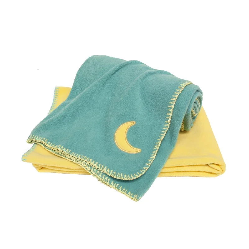 Belle Fleece Solid Blanket with Moon Applique (Set of 2)