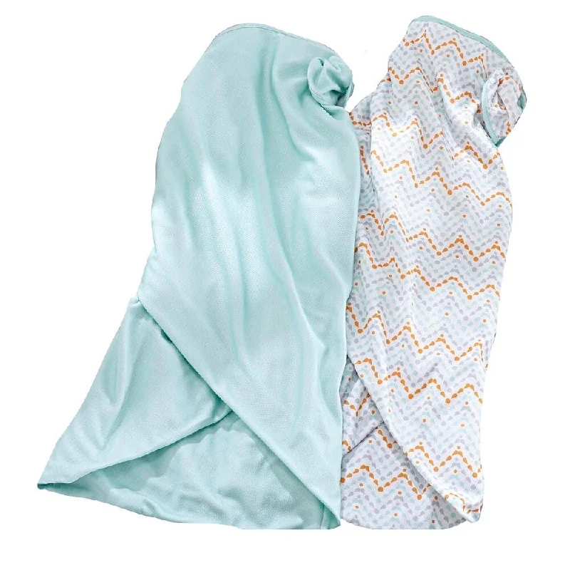 BreathableBaby Aqua Mist/Chevron-print Breathable Swaddling Blanket (Set of 2)