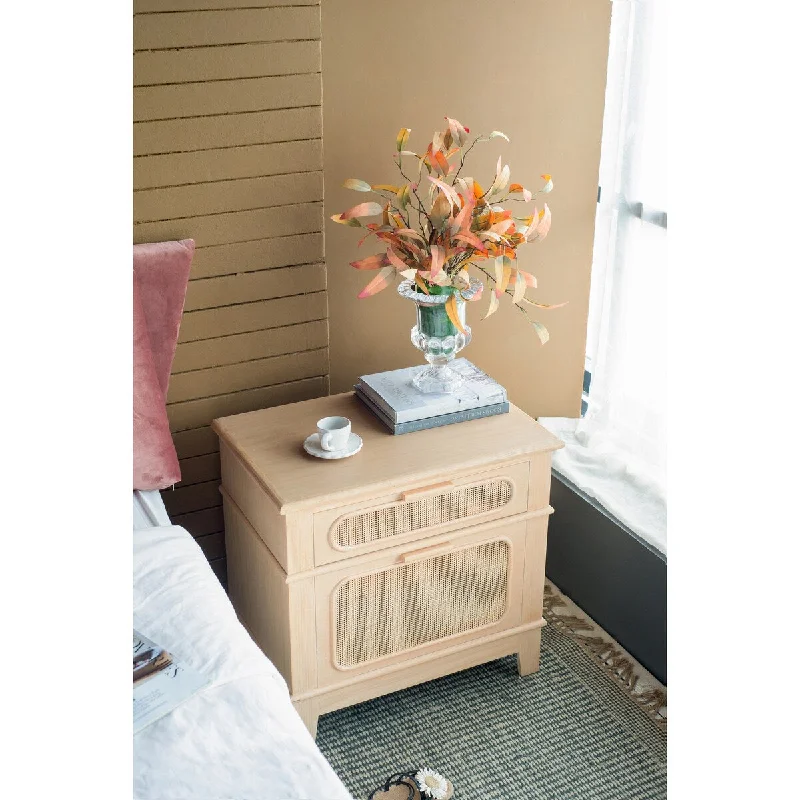 Brown Nightstands 2 Drawers Storage Cabinet Dresser Bedside Table