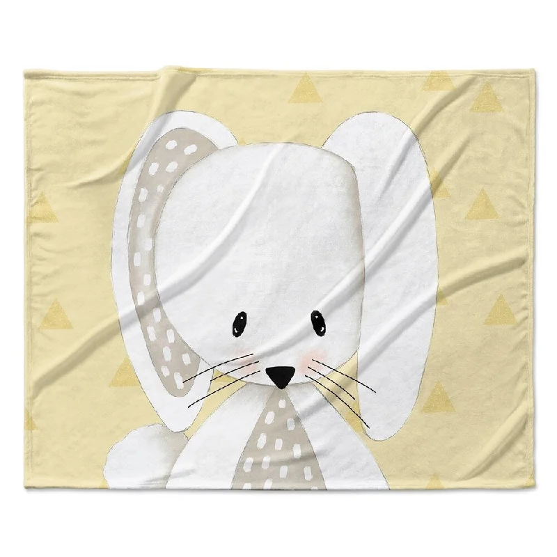 BUNNY 2 TRIANGLE YELLOW Ultra Soft Baby Blanket By Kavka Designs - 40X30