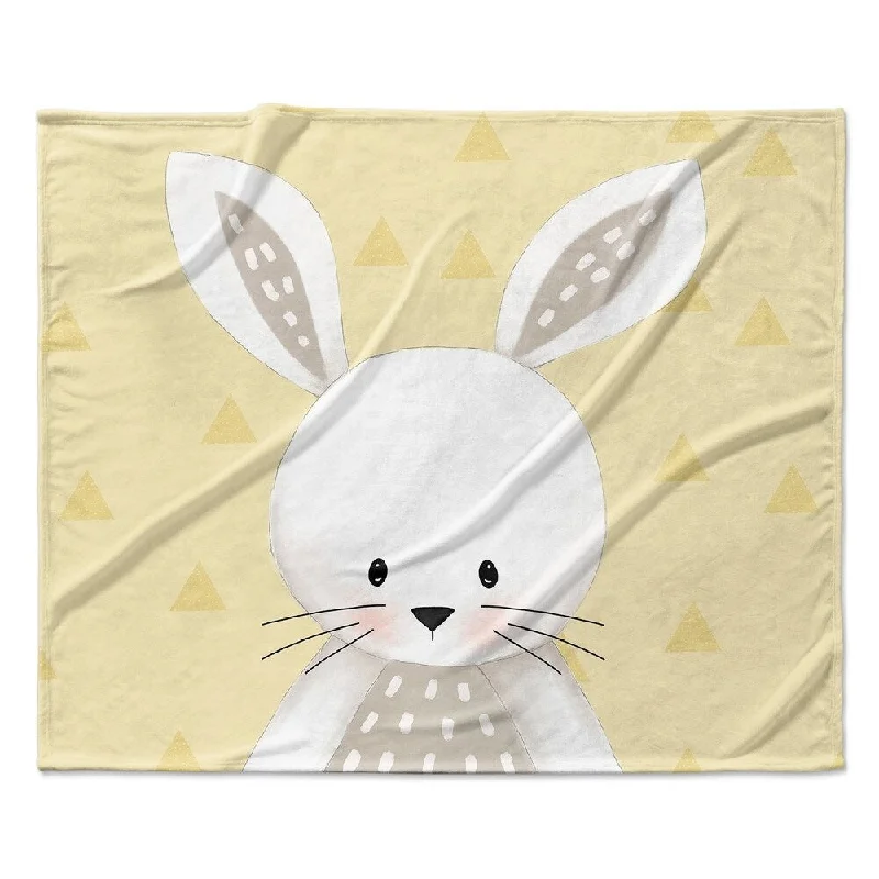 BUNNY TRIANGLE SOFT YELLOW Ultra Soft Baby Blanket By Kavka Designs - 40X30