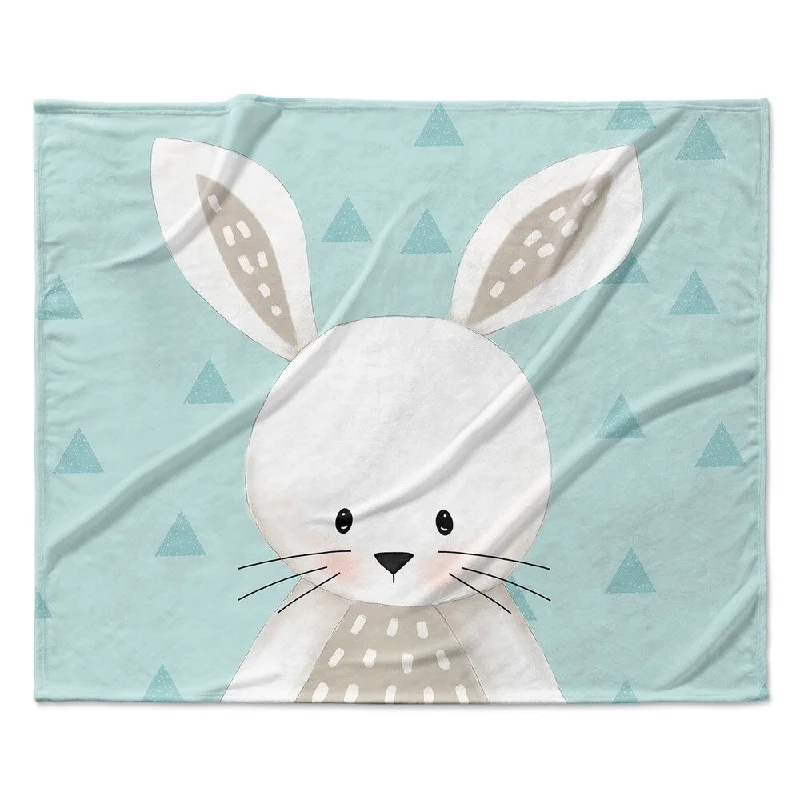 BUNNY TRIANGLE TEAL Ultra Soft Baby Blanket By Kavka Designs - 40X30